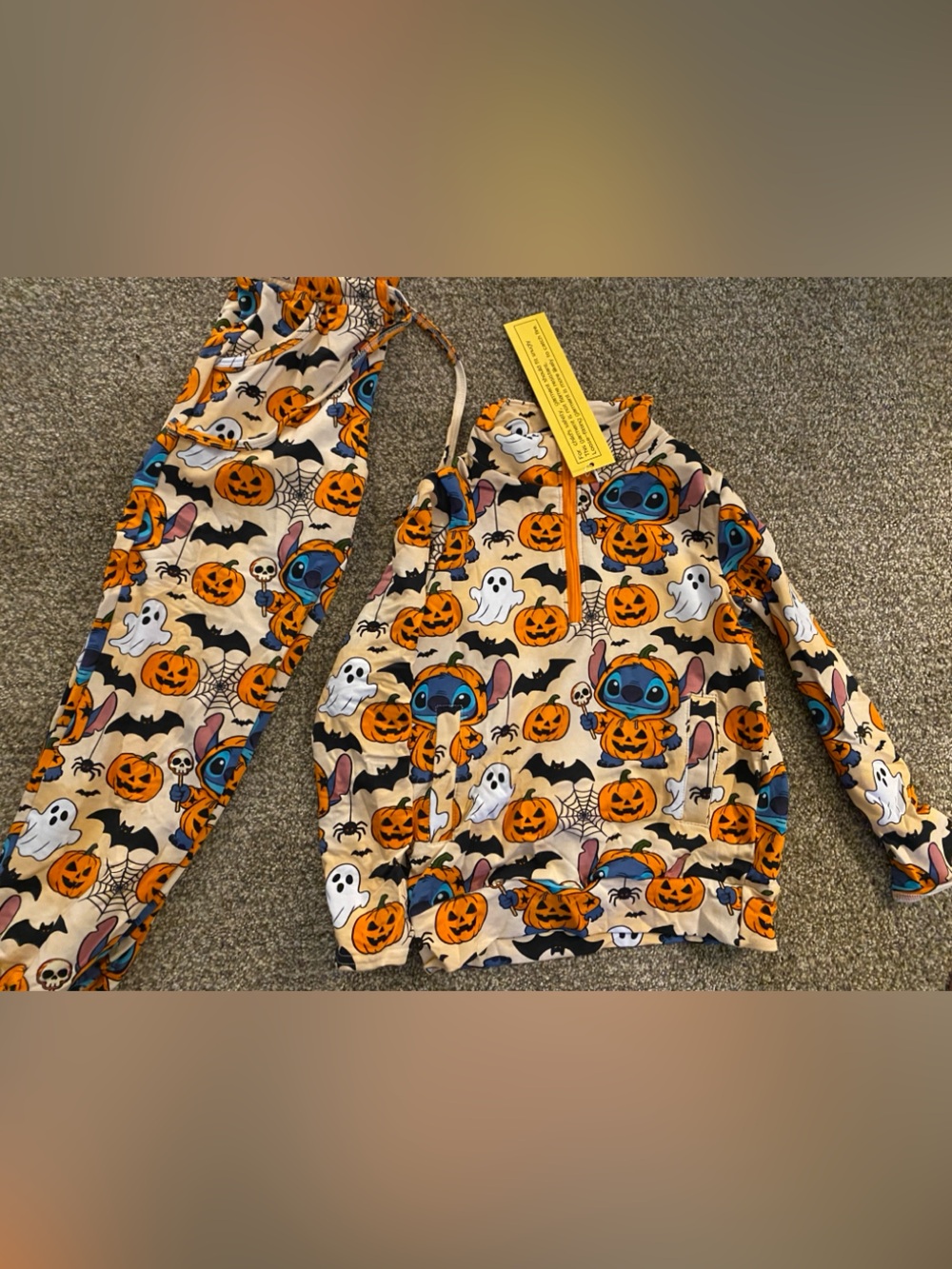 6/7 bamboo French Terry Stitch Halloween quarter zip sweater and joggers NWT